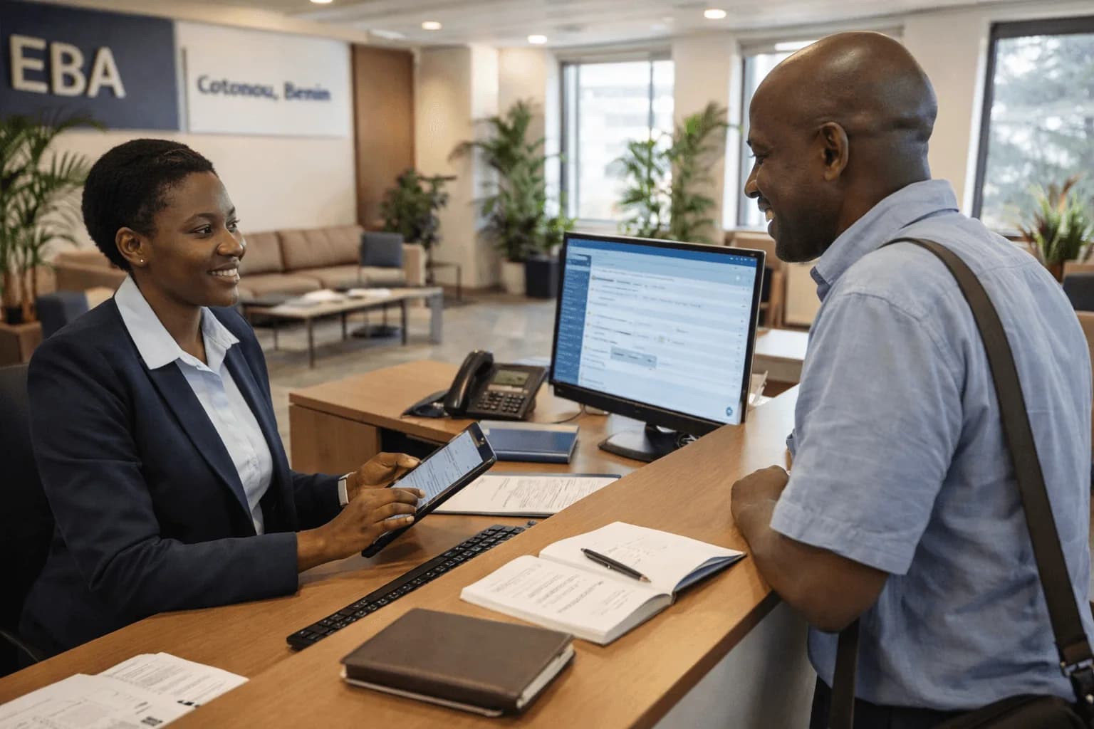 Accueil professionnel dans un bureau à Cotonou, Bénin